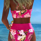 Bikini com Contraste e Padrão Floral
