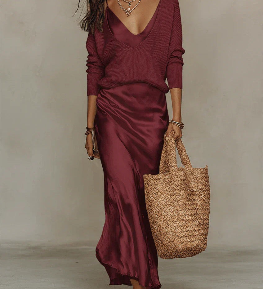 Elena - Vestido Midi em Cetim