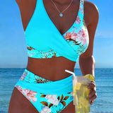 Bikini com Contraste e Padrão Floral