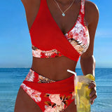 Bikini com Contraste e Padrão Floral