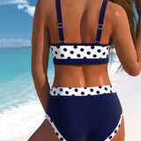 Liesbeth - Bikini de Cintura Subida às Bolinhas com Design Patchwork