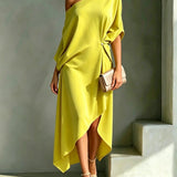 Camila Vestido Assimétrico Amarelo