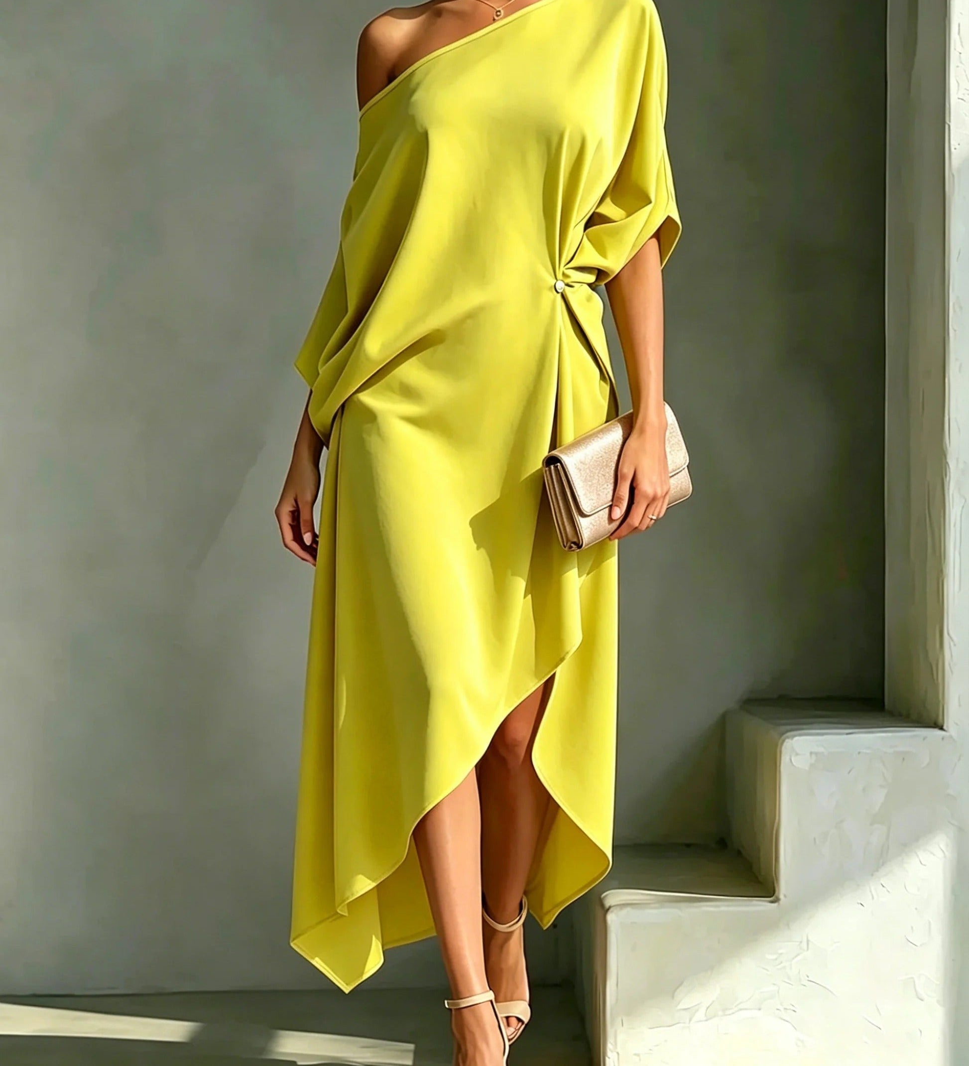 Camila Vestido Assimétrico Amarelo
