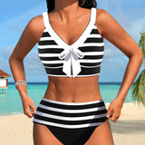 Laluna® | Bikini às Riscas de Cintura Subida