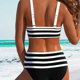 Laluna® | Bikini às Riscas de Cintura Subida