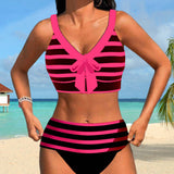 Laluna® | Bikini às Riscas de Cintura Subida