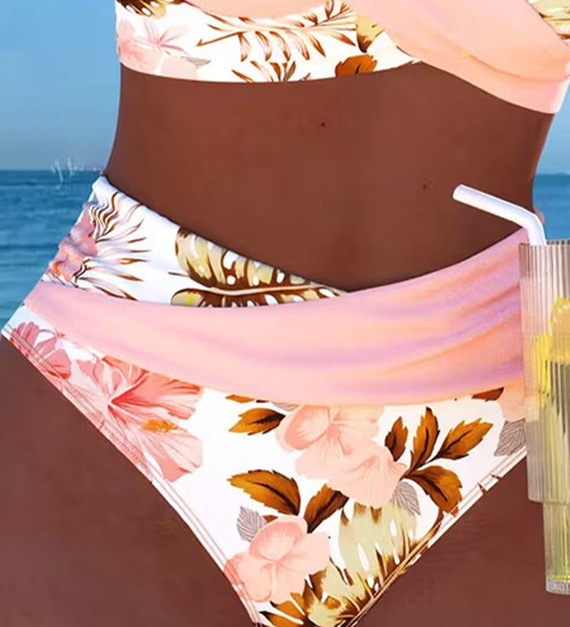 Bikini com Contraste e Padrão Floral