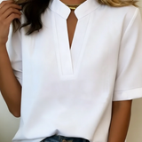 Margarida | Blusa Chique com Decote em V e Detalhe Dourado