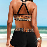 Maryan - Bikini com Padrão Geométrico e Cintura Elástica Subida