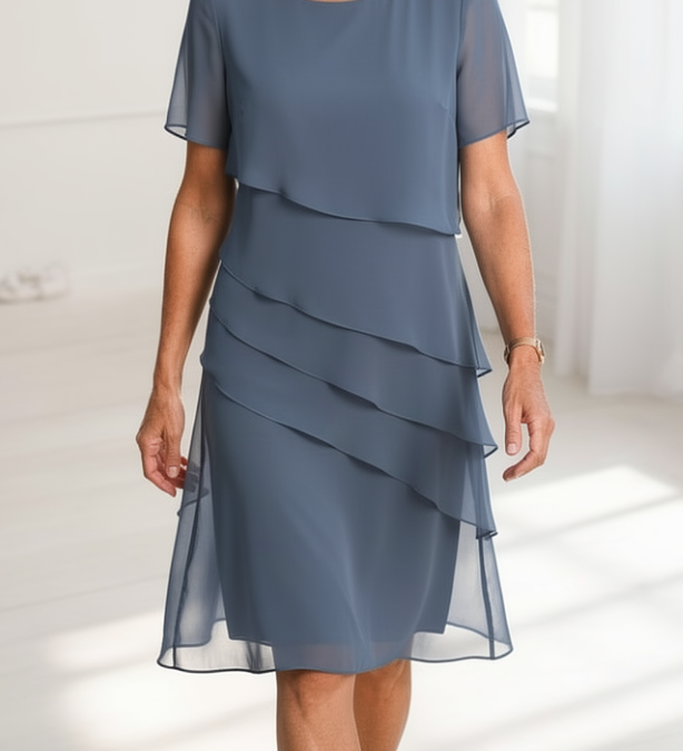 Juliette – Vestido Elegante Fluido com Folhos