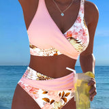 Bikini com Contraste e Padrão Floral