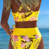 Bikini com Contraste e Padrão Floral