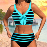 Laluna® | Bikini às Riscas de Cintura Subida
