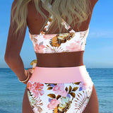 Bikini com Contraste e Padrão Floral