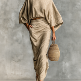Cotton and Linen Set with Skirt