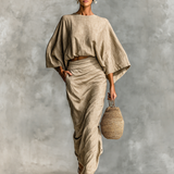 Cotton and Linen Set with Skirt