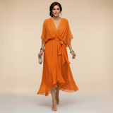 Monica - Vestido em Chiffon com Decote em V