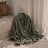 "Sophia" Tie-Back Linen Blouse