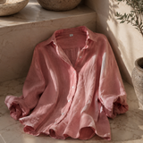 "Sophia" Tie-Back Linen Blouse