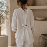 "Sophia" Tie-Back Linen Blouse