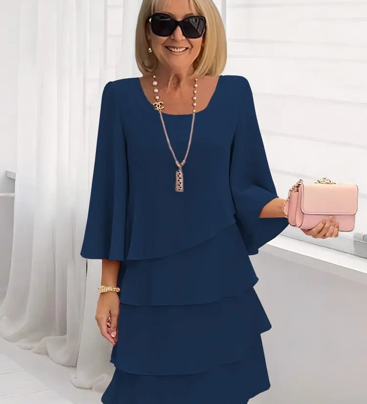 Élise – Vestido Elegante Fluido com Folhos