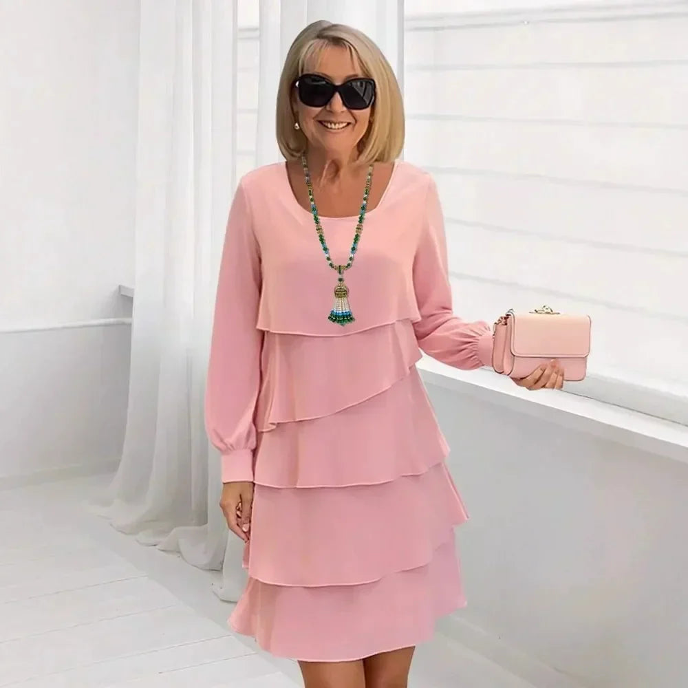 Madeleine – Vestido Elegante Fluido com Folhos