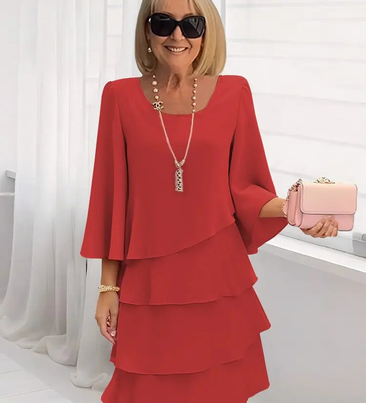 Élise – Vestido Elegante Fluido com Folhos