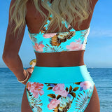 Bikini com Contraste e Padrão Floral