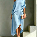 Camila Vestido Assimétrico Azul