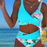 Bikini com Contraste e Padrão Floral