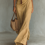 Maxi dress with a lapel collar and long sleeves