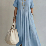 Noor Vestido Plissado Azul