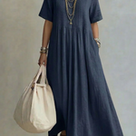 Noor Vestido Plissado Azul-marinho