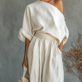 Linen Off-Shoulder Set with Pants