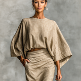 Cotton and Linen Set with Skirt