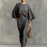 Cotton and Linen Set with Skirt