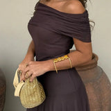Sofia - Pleated One-Shoulder Long Summer Dress