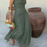 Sofia - Pleated One-Shoulder Long Summer Dress