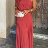 Sofia - Pleated One-Shoulder Long Summer Dress