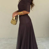 Sofia - Pleated One-Shoulder Long Summer Dress