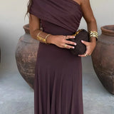 Sofia - Pleated One-Shoulder Long Summer Dress