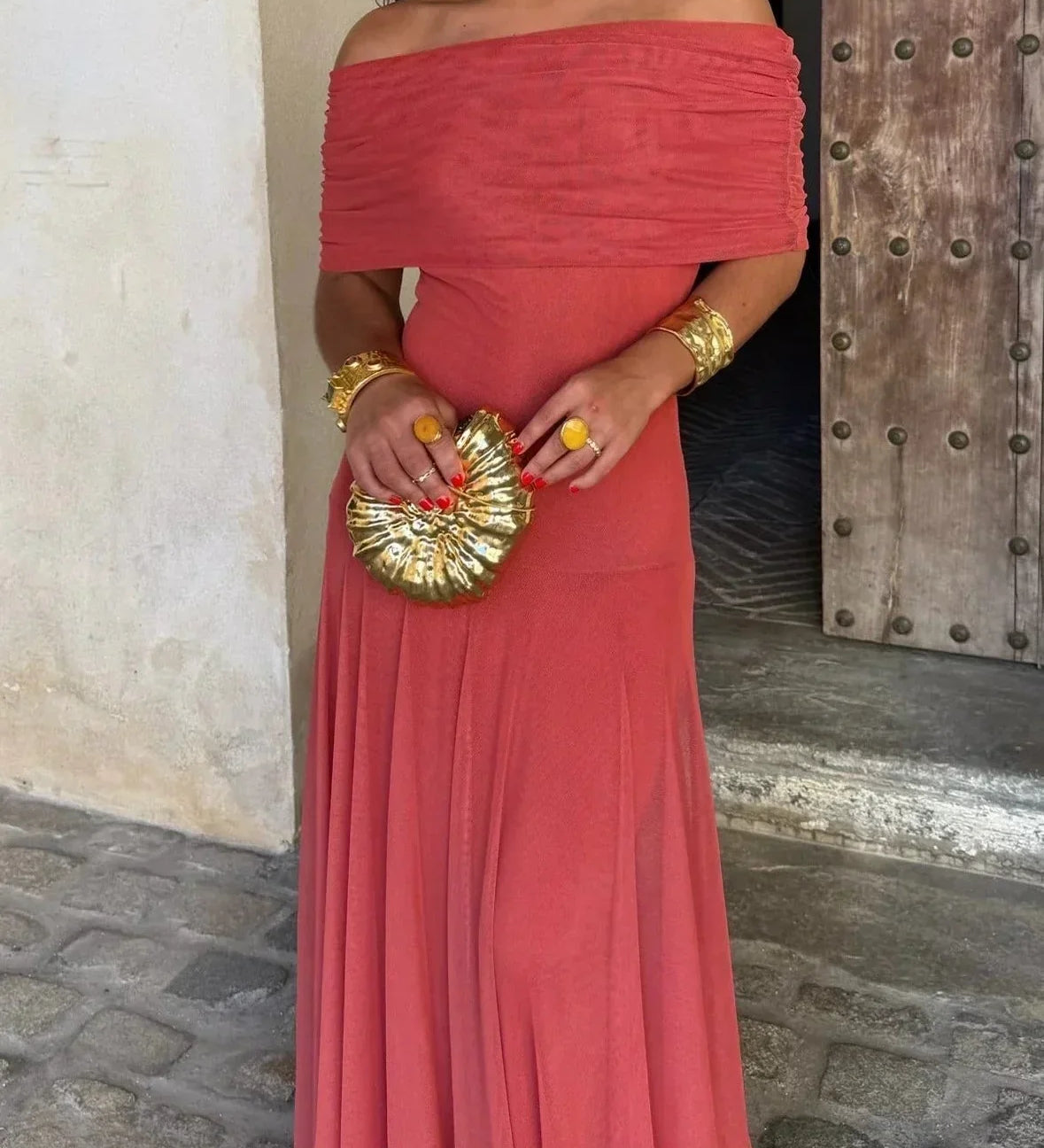 Sofia - Pleated One-Shoulder Long Summer Dress