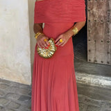 Sofia - Pleated One-Shoulder Long Summer Dress