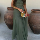 Sofia - Pleated One-Shoulder Long Summer Dress