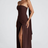 Joana - Maxi Dress with Scarf Detail and High Slit