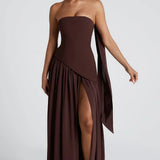 Joana - Maxi Dress with Scarf Detail and High Slit