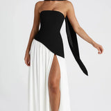Joana - Maxi Dress with Scarf Detail and High Slit