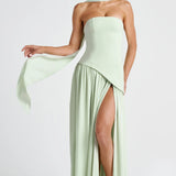 Joana - Maxi Dress with Scarf Detail and High Slit