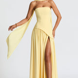 Joana - Maxi Dress with Scarf Detail and High Slit