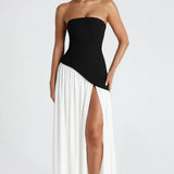 Joana - Maxi Dress with Scarf Detail and High Slit